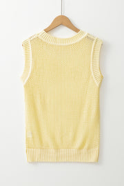 Yellow sweater vest highlighting solid color knit fabric