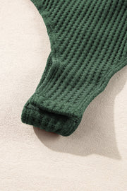 Blackish Green long sleeve wrap bodysuit with soft stretch fabric