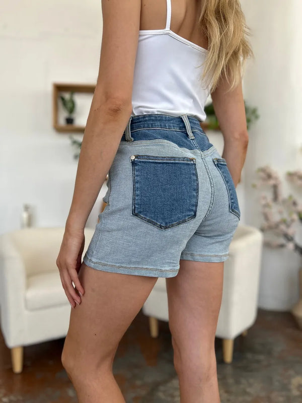 Judy Blue Colorblock Denim Shorts
