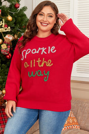 Festive Racing Red sweater with sparkle letter print