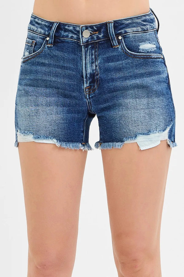 RISEN Distressed Low Rise Denim Shorts