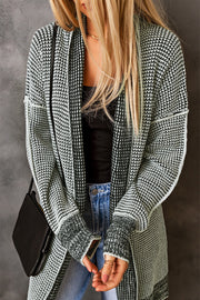 Open front gray cardigan in soft acrylic-polyester knit for layering