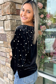 Black Velvet Top in relaxed shift silhouette
