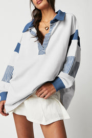 Relaxed shift silhouette black colorblock sweatshirt for casual wear