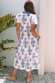 A-line floral maxi dress with flowing full-length skirt