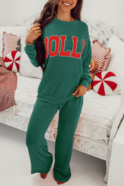Relaxed corded top and pants set with mid-front rise and roomy hips