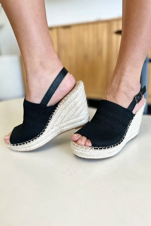 Black Platform Heels — Forever Link Peep Toe High Heel Sandals
