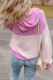 Relaxed long sleeve hooded pullover with patch pocket