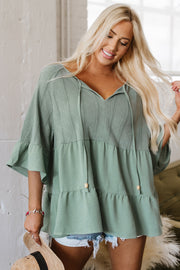 Textured ruffle blouse styled for easy day-to-night wear