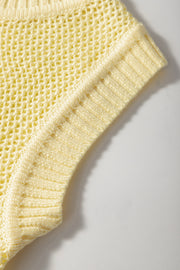 Yellow round-neck sweater vest with breathable cut-out detailing