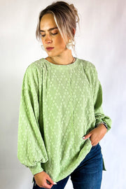 Relaxed shift blouse in light green solid color