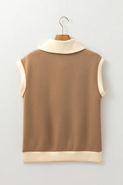 Casual colorblock short sleeve top in a soft stretch polyester-viscose blend
