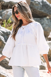 White Bow Knot Blouse with peekaboo cutout back