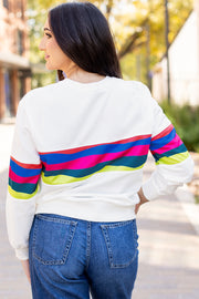 Striped Accent Long Sleeve Tee in a relaxed, loose casual fit