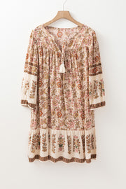 Loose shift floral mini dress in soft viscose fabric