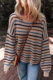 Multicolour stripe knit top styled for everyday layering