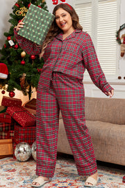 Red plaid knotted-waist lounge pants for a tailored comfy shape