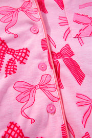 Pink bow print pajamas set for easy days at home