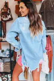 Beau Blue denim jacket showing mineral acid-wash finish