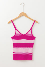 Casual red stripe V-neck vest styled for everyday wear