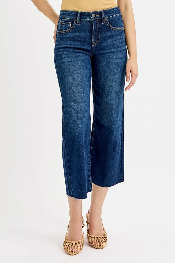 Tummy Control High-Rise Cropped Wide-Leg Jeans (Plus)