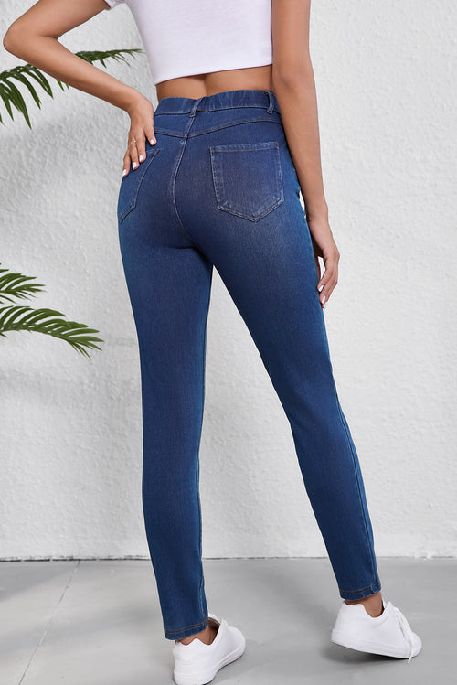 Ashleigh Blue Straight Leg Stretch Jeans with Pockets