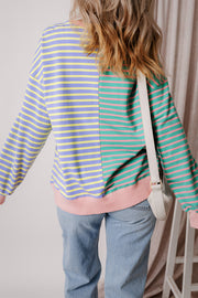 Stripe colorblock sweatshirt with long sleeves and stretchy cotton blend