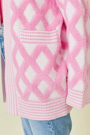 Open front knit cardigan with charming bow detail