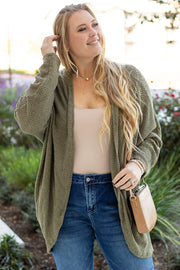 Long sleeve waffle knit cardigan in a high-stretch layering fabric