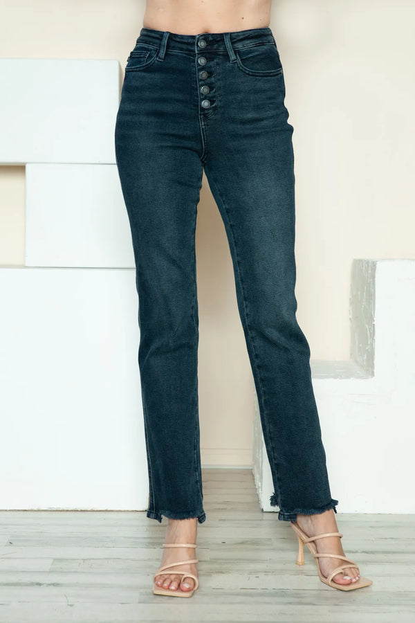 Judy Blue Jeans - Button Fly Destroyed Straight Leg Denim