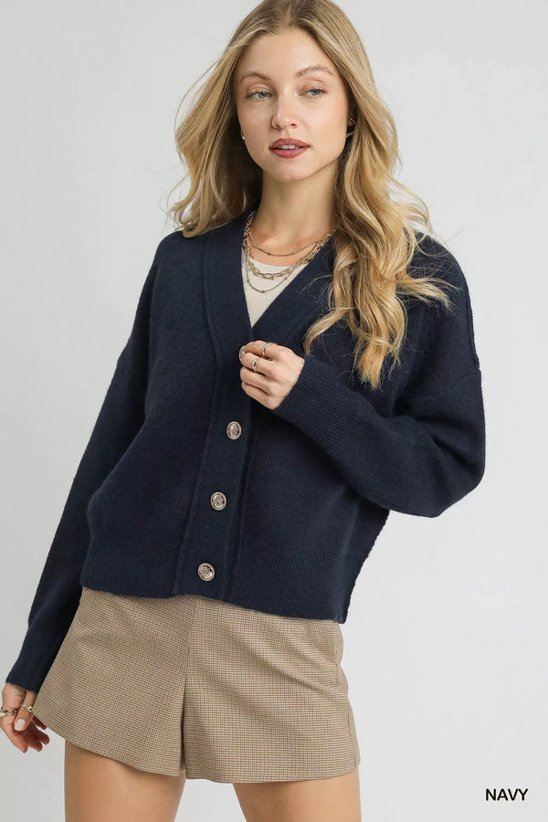 Oatmeal Cable Knit Button-Front Cardigan