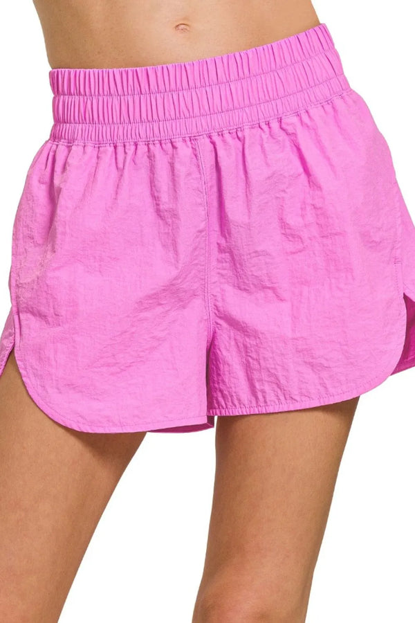 Running Shorts with Smocked Waistband & Pockets