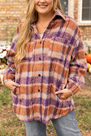 Plus size plaid jacket in lightweight 100% polyester