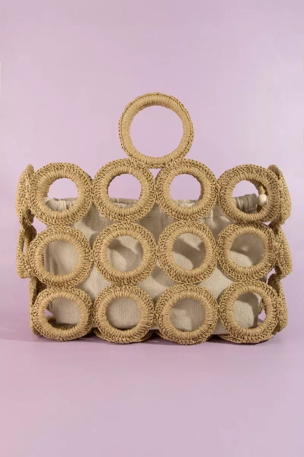Fame Straw Round Mesh Handbag
