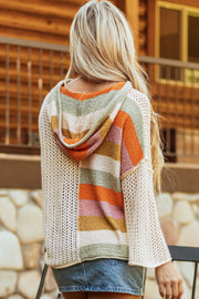 Long sleeve colorblock knit sweater in beige