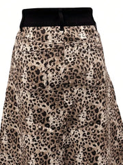 Leopard Print Skirt with sand-washed vintage-look finish
