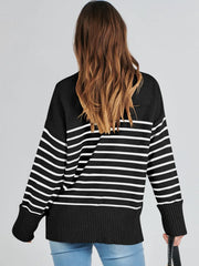 Blue ruched pullover sweater with crew neckline and full-length sleeves