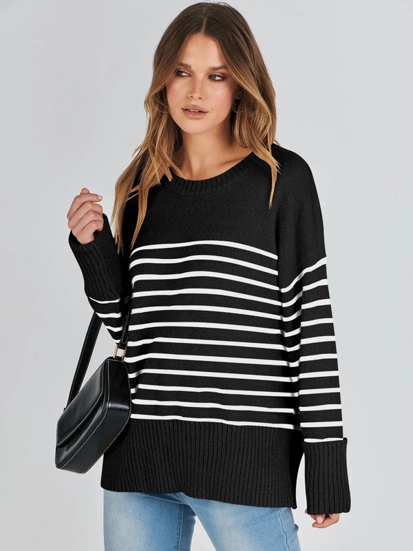 Women's Ruched Crew Neck Pullover Sweater