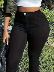Maanga skinny pencil pants showing rivet and belt detailing on black denim