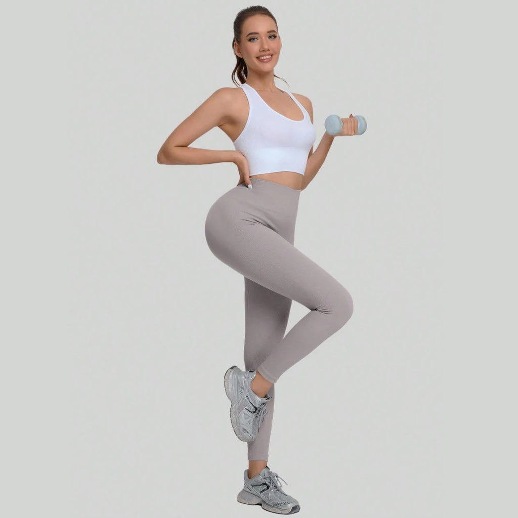Women's V High Waist Seamless Yoga Pants Skinny Butt Lifting Quick Dry Threaded Sports Leggings