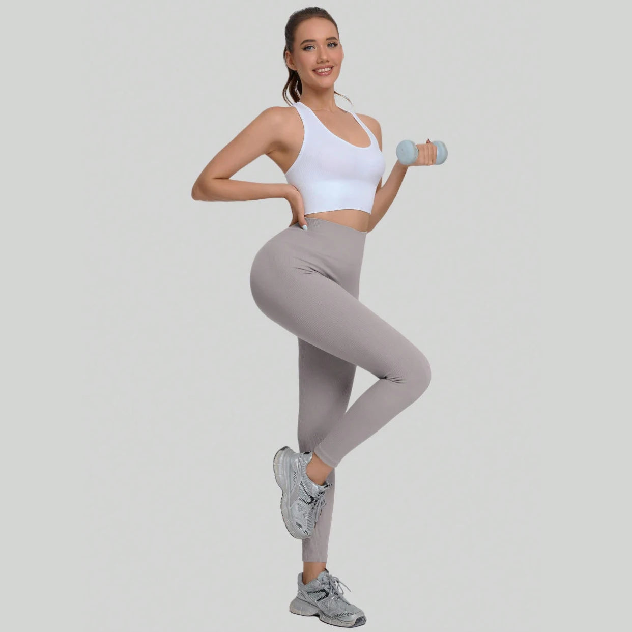 Women's V High Waist Seamless Yoga Pants Skinny Butt Lifting Quick Dry Threaded Sports Leggings