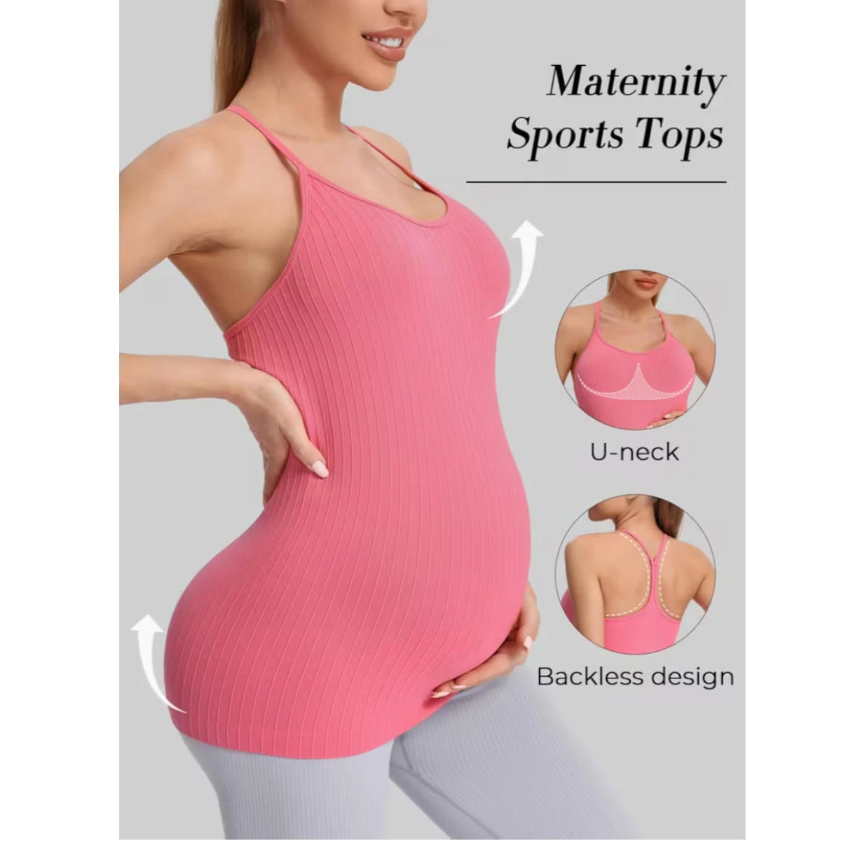 Maternity racerback yoga tank top with slim stretchy fit