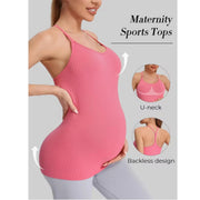 Maternity racerback yoga tank top with slim stretchy fit