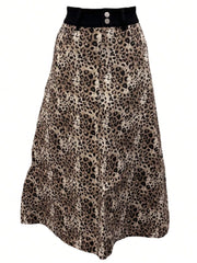 High-Waist Leopard Skirt with breathable double-layer construction