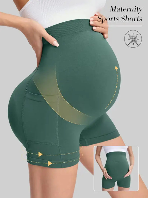 Essentials Shorts — Maanga Maternity High-Waist Yoga Shorts with Pockets