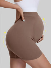 Maternity High Waist Yoga Shorts with wide belly support waistband