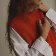 Stand-collar knitted vest for easy everyday layering