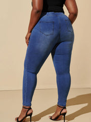 Blue skinny jeans in soft polyester cotton blend