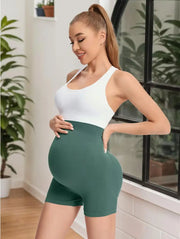 Soft stretch spandex-nylon maternity yoga shorts