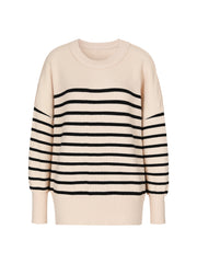 Women's crew neck striped pullover, casual autumn layering top